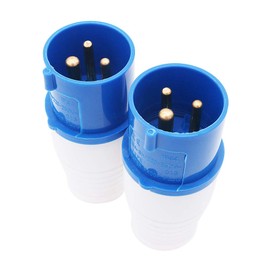 POFET 2Pcs Power Plus 3 Pin Plugs 16AMP 220-250 Volt Replacement Plugs - Blue
