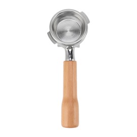 58mm Coffee Portafilter Stainless Steel 2 Ears Detachable Filter Holder Portafilter with Wooden Handle Dual Spout for Nuova Coffee Machine Style 2