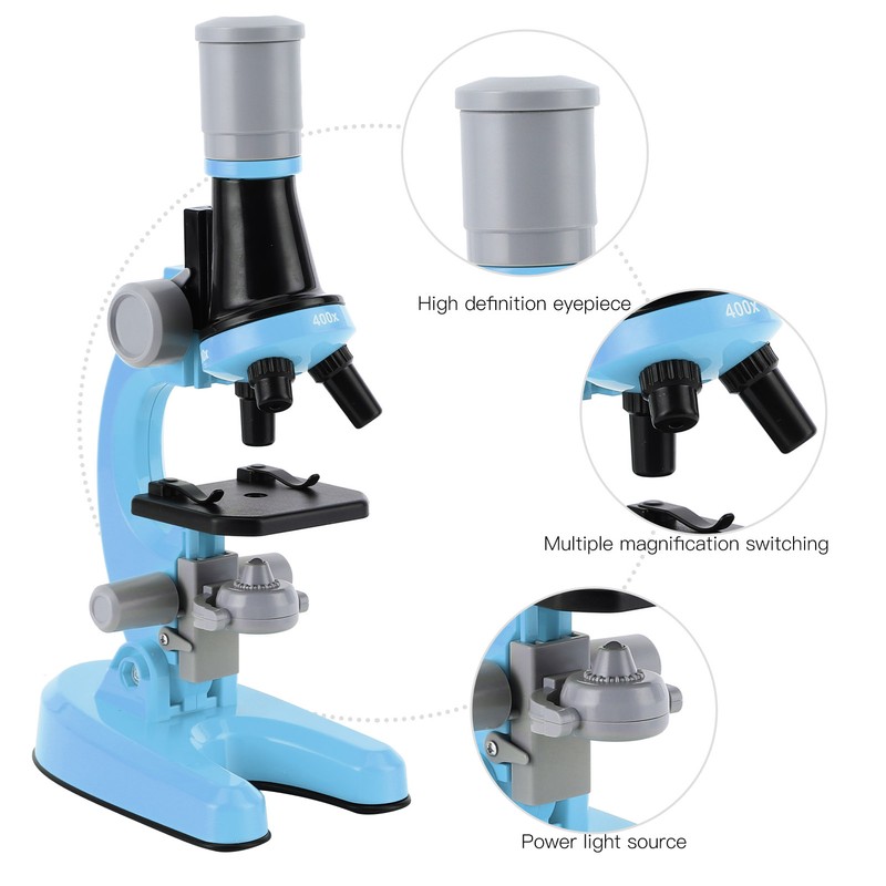 40X‑1200X High Definition Microscope Monocular Plastic Biological Microscope for ChildBlue