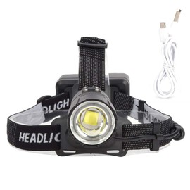 Haofy Linterna Frontal LED Recargable, Linterna de Cabeza Recargable, Linterna Frontal USB Zoomable Recargable Lámpara para Acampar, Correr, Pescar, Caminar, Leer