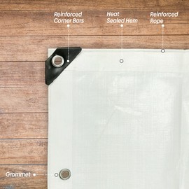 White Tarpaulin Waterproof Heavy duty 1.83m x 3.6m (Cut-Size) PE Plastic Tarp 110gsm Mediumweight Multipurpose Tarpaulin Sheet - Cover Garden Furniture Shed Market Stall (6ft x 11.8ft)