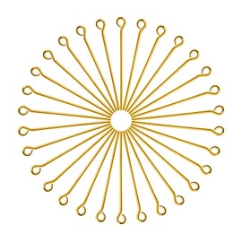 TOAOB 35 mm Eyelet Pins Brass 24 K Gold-Plated 200 Pieces Open Eye Pins Silver for Earring Pendant Beads Jewellery DIY Crafts Making