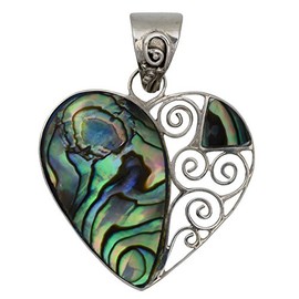 I-be, Paua Shell Abalone Heart Pendant, 925 Silver, 2082 Heart, Sterling Silver, Abalone
