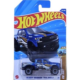 Hot Wheels '19 Chevy Silverado Trail Boss LT [Blue], HW Dirt 8/10, 152/250, 1:64 Scale Diecast Car