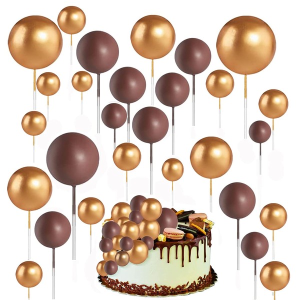 66 piezas de mini globo para tartas de espuma, bolas de decoración para cupcakes, bolas de perlas sintéticas, decoración para tartas de cumpleaños, decoración para cupcakes, aniversario, graduación, fiesta, baby shower, boda