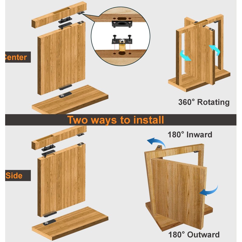 Hidden Door Hinge Kit - 360° Swinging Heavy Duty Pivot