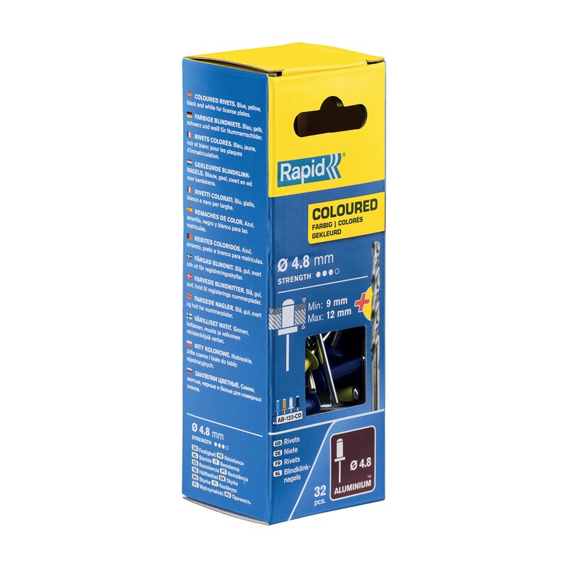 Rapid Blind Rivets Coloured Diameter 4.8 mm 9-12 mm Clamping