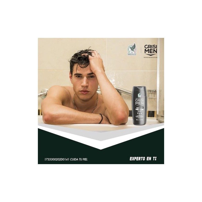 AAZV Grisi Hombre Shower Gel Carbon Activado 450 Ml, 1