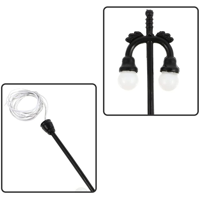 Tiardey 10pcs Double Head Lamp Model Railway Train/Road Lamp Post