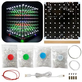 Hexidos 8x8x8 LED Cube Kit DIY Electronic Kit Soldering Project Kit, User Needs to Solder The LED, and The Displayed Content Can Be Modified. (MULTI4)