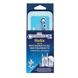 HELIX Cambridge Maths Set with Storage Tin 9 Piece Maths Equipment Set