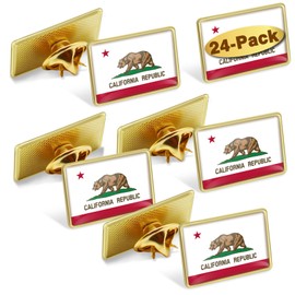 24/Pcs california Flag Lapel Pins Bulk - Metal Calif. CA Brooch Badge Souvenir