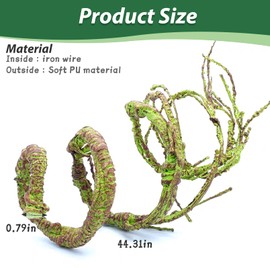PINVNBY Flexible Bend-A-Branch Jungle Vines Pet Habitat Decor Reptile Plants Terrarium for Lizard, Frogs, Snakes and More Reptiles Climbing (Fat: 43.31 x 0.79 Inch)