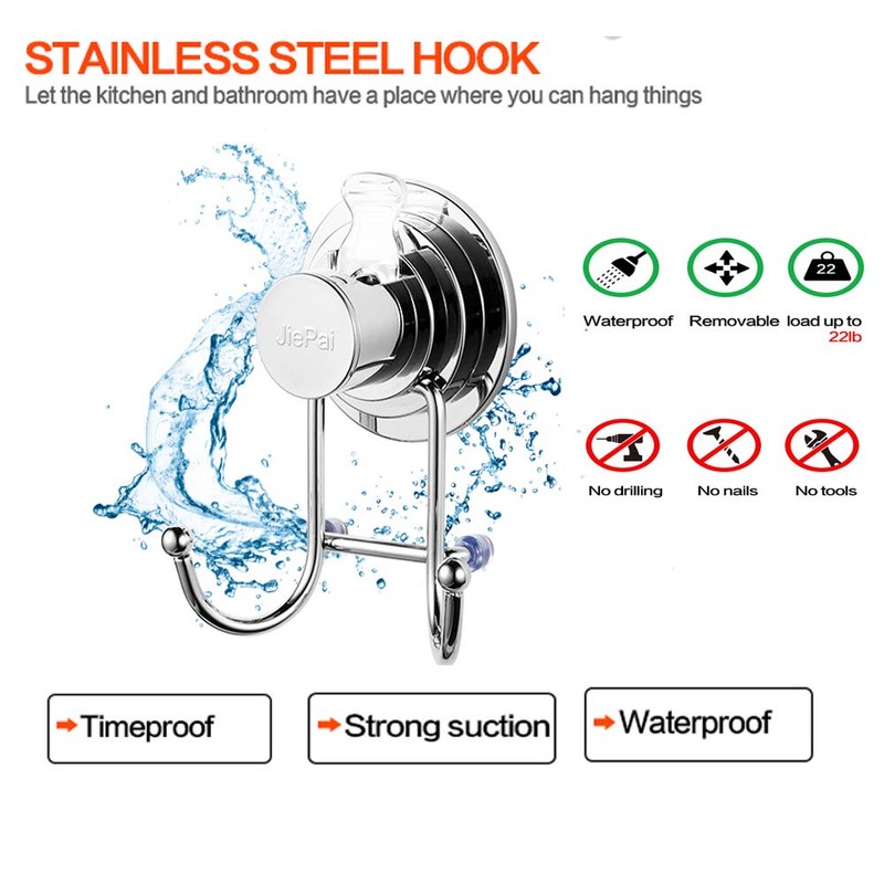 JiePai Suction Cup Towel Hooks,Shower Towel Holder for Bathroom,Suction Shower