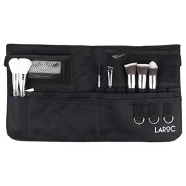 LaRoc Makeup Brush Holder Belt - Adjustable Make Up Brushes & Cosmetics Organiser, Mesh and Zippered Pouches, Ideal for MUA, Students, Amateurs, Professionals - Make Up Organiser