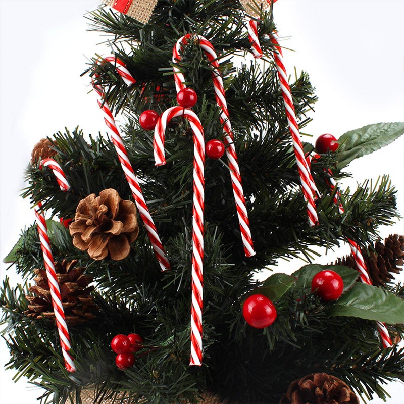 ABSOK 12 Pieces Plastic Candy Canes for Christmas Tree, Hanging