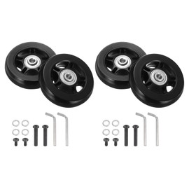 sourcing map Set of 2 Luggage Wheels Replacement 69 x 19 mm/2.7" x 0.7" Rubber Swivel Caster Bearing Wheels Repair Kits for Suitcase Inline Outdoor Skate,Black