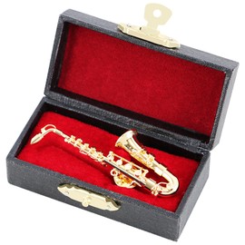 EASTROCK Saxophone Pin, 2.6inch Gold-Plated Alto Saxophone Lapel Pin, Miniature Instrument Brooch Pin with Black Leather Case, Saxophone Gifts