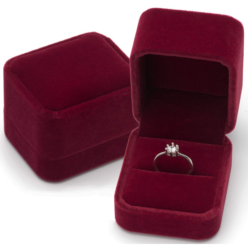 POKOFO Classic Velvet Engagement Ring Box Earring Jewelry Case Gift