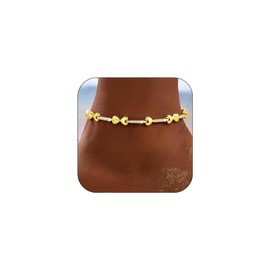 Gold Ankle Bracelets for Women Women's Anklets Bracelet Non Tarnish Waterproof 14K Gold Plated Inlay 5A Cubic Zirconia Women's Anklets Bracelet, Fashion Beach Summer Vacation Jewelry (10 IN Gold)