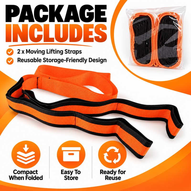 Reusable Orange Plastic Handling Strap for Moving Furniture and Electrical