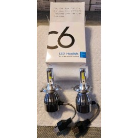 C6 Head light Kit H4 LED Hi Low Fog Beam 2 Bulbs High Quality All Weather Strong