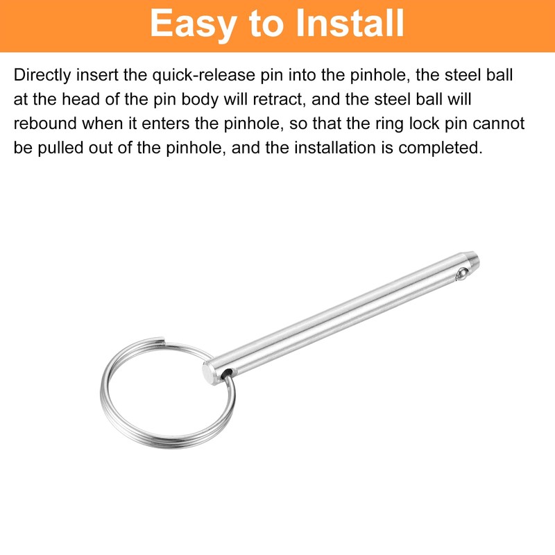 sourcing map 4Pcs 6mmx60mm Quick Release Pins, 316 Stainless Steel