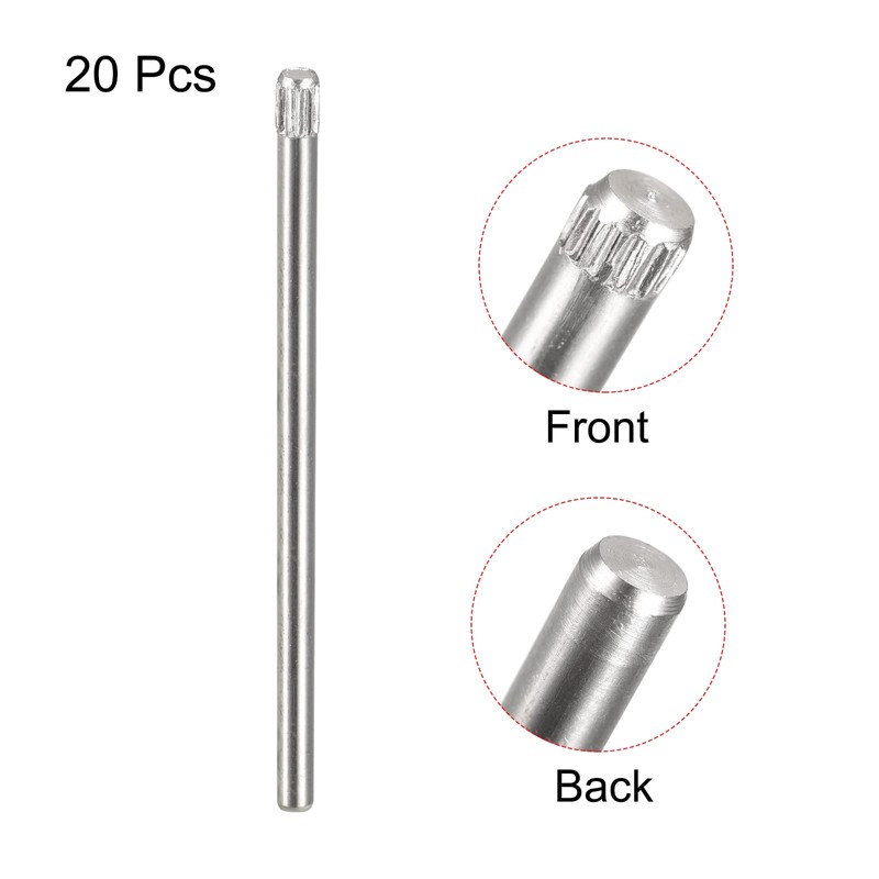 sourcing map 2x50mm 304 Stainless Steel Dowel Pins, 20Pcs Knurled