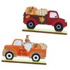 CAXUSD 2pcs Wooden Truck Gnome Pumpkin Sign for Autumn Home