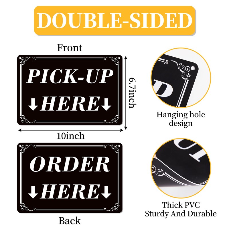 1Pack Order Here Pick Up Here Signs, Double-Sided Durable PVC