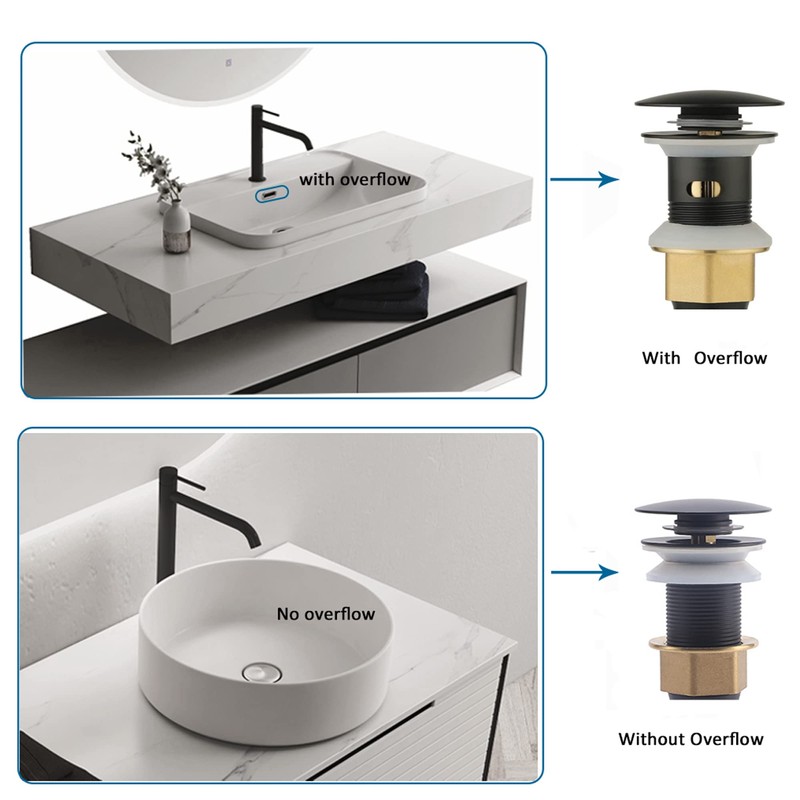 Rockgoya Bathroom Sink Drain,Drain Stopper Bathroom Sink Without Overflow,Pop Up