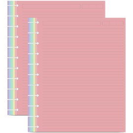 (2-Pack) Letter Size Discbound Lined Refill Paper, 11 Disc Discbound, 5 Colors(40 Sheets/Color), Total 200Sheets / 400Pages, 110gsm Thicker Paper, 8.5'' x 11''