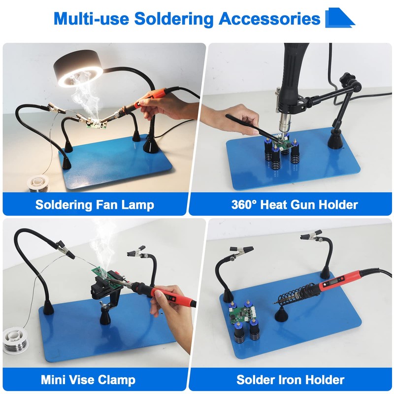 Magnetic Helping Hands Soldering Fume Extractor with Light, Third Hand
