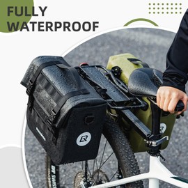 ROCKBROS Bike Panniers 15L Capacity Waterproof Bike Rack Bag Bicycle Panniers for Cycling Commuting Bikepacking Black