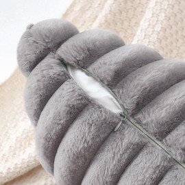 JOTOM Set of 2 Double-Sided Faux Fur Plush Cushion Covers 45x45 cm Soft Striped Decorative Throw Pillow Covers Square Cushion Case Home Decor Pillow Cases for Couch Sofa Bed 18x18 Inch (Grey)