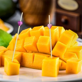 Cocktail Sticks Wooden Toothpicks 100pcs Hearts Fruit Food Picks Skewers for Desserts Appetizers Drinks Party Supplies