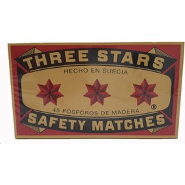 Three Stars Safety Matches, 3 Pack, Strike-On-Box