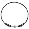 COOLSTEELANDBEYOND Black Beads Statement Necklace Crystal Chain Choker Collar Clasp