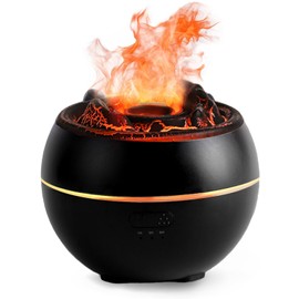 CXEVGBN Volcano Diffuser, Humidifier for Bedroom, 360ml Aroma Diffuser, 7 Lighting Colors Flame Diffuser, Timer & Auto Shut-Off, Volcano Humidifier Suitable for Bedrooms, Offices, SPA - Black