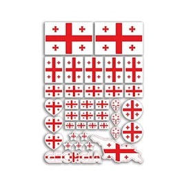A4 Sticker Sheet Georgia Flags Vinyl Stickers - Georgian Country Europe World National Flag Vacation Travel Holiday Car Aesthetic #80072