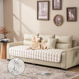 Waterproof Dog Bed Cover, Soft Plush Pet Blanket with Anti-Slip Back for Bed Couch Sofa, Furniture Protector for Small, Medium and Large Dogs and Cats (White-Bubble, 30"x70")