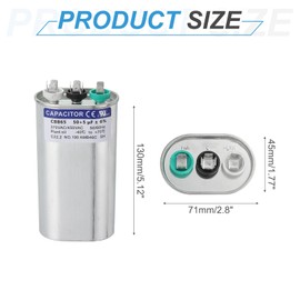 PATIKIL CBB65 Capacitor, 50+5uF 370-440 VAC 50/60Hz Aluminium CBB65 Air Conditioner Motor Starting Capacitor for HVAC Systems, Air Conditioner, Heat Pump