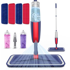 Spray Mops for Floor Cleaning: MEXERRIS Wet Dust Mops with 4 Washable Mopping Pads 2 Refillable Bottles - Flat Floor Mop with Sprayer Home Commercial Use for Hardwood Wood Laminate Ceramic Tiles