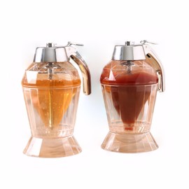 MIFXIN 2 Pack Honey Dispenser No Drip with Stand Honey Jars with Dipper 180ml Maple Syrup Dispenser Honey Containers Diamond-Shaped Honey Pot Sauce Bottles