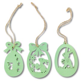 DARO DEKO Wooden Decorative Hanger 5 x 7 cm Easter Mix Pack of 54 Easter Decoration Easter Bunny Easter Egg