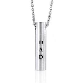 Urn Necklace Cremation Jewelry for Ashes Dad Mom Human Cylinder Urn Necklace Customized Jewelry, Stainless Steel, No Gemstone