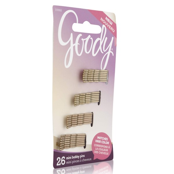 Goody Hair Bobby Pins - Black 26 Piece Small Value Pack, for Women and Kids