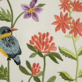 Tosleo Embroidered Throw Pillow Covers 18x18 Set of 2, Flowers Pillow Cushion Cases, Modern Decorative Square Pillowcases for Sofa Couch Bedroom Living Room Car（Birds & Flowers）