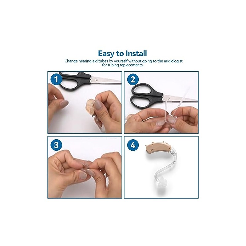 10pcs Hearing Aid Tubes, 3.6 x 2mm Soft Flexible PVC