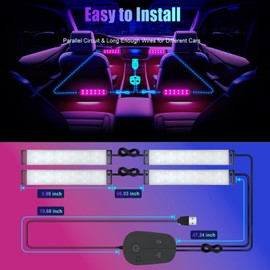Honalia Smart LED Interior Light for Car with App Control Music Sync Color Changing RGB Light Bar for Inside Car Decoration Multicolor Neon Hard Light Bar with USB Port for Women Men Friends DC 5V